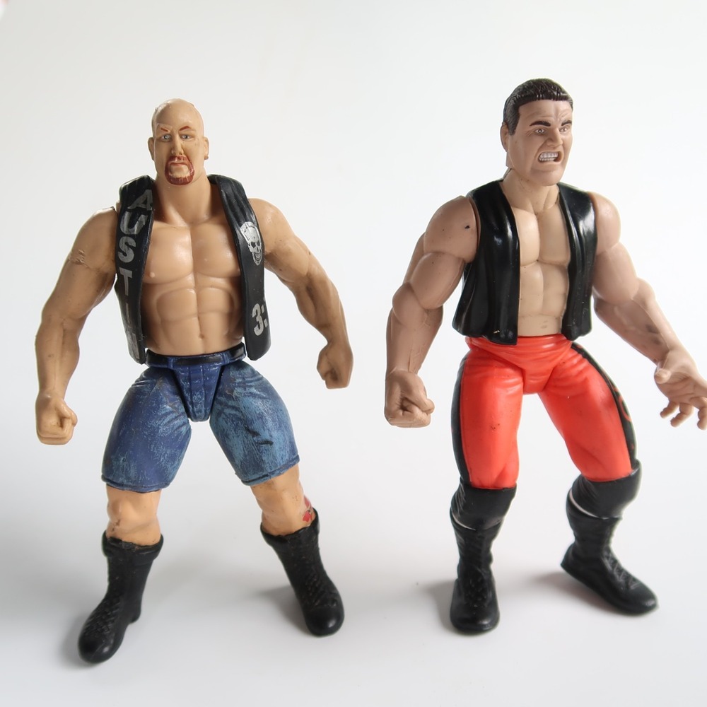 Stone Cold Steve Austin vs Brian Christopher Wrestling Figure Vintage lot WWF